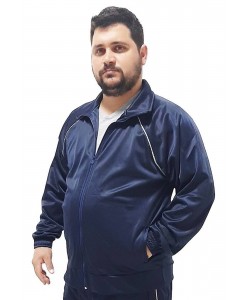 Jaqueta Casaco Flanelado Helanca Plus Size Extra Grande Felpado - azul